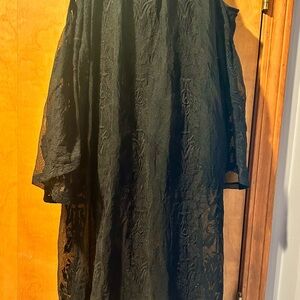 XCVI Black Lace Long-Sleeve Cold-Shoulder Dress/ Beach cover up